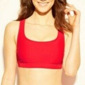 Kona Sol Red KeyHole Back Tortoise Ring Swim Padded Bra